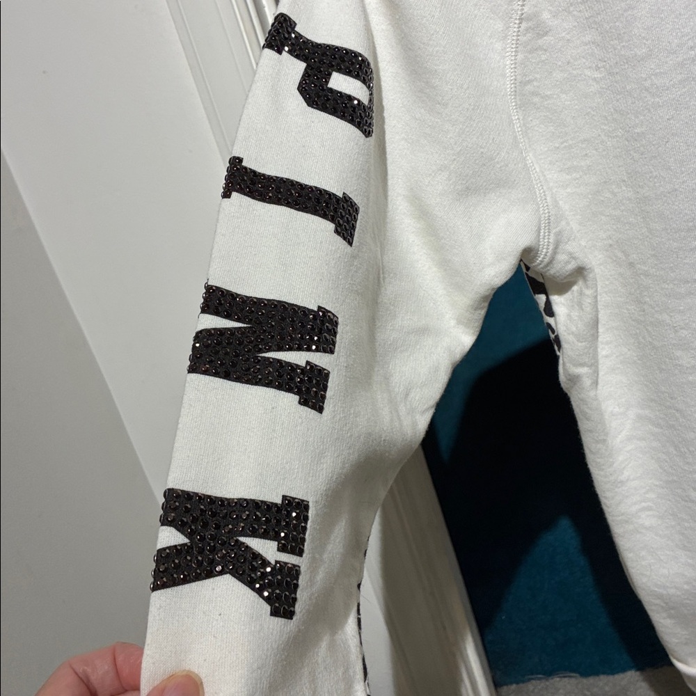 Victoria's Secret PINK Black and White Leopard Sequin Sweatshirt - Picture 5 of 6
